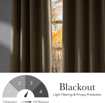 NICETOWN Short Faux Linen Oatmeal Blackout Curtains 63 inches Long for Kitchen - Privacy Panels for Living Room Bedroom, Modern Farmhouse Style Easy Care Grommet Top, 2 Panels, W42 by L63
