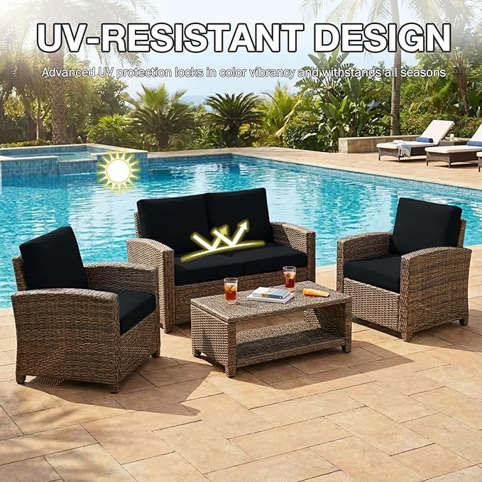 hyha 8Pcs Patio Cushion Covers, Stretch Outdoor Couch Cushion Covers Replacement, Washable Outdoor Chair/Sofa Slipcovers for Patio Furniture Cushions Protector with Elastic Bottom(Black,Cover Only)