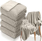 4 Pack Fleece Throw Blankets 50x60 Inches - 270 GSM Ultra Soft Plush Flannel for Bed Couch Sofa, Lightweight Warm 3D Waffle Texture, No Shedding No Pilling All Season Throw (Light Beige)