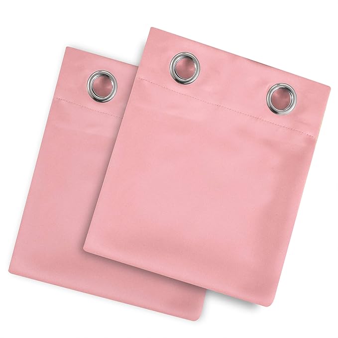 LEMOMO Blackout Curtains 52 x 63 inch/Pink Curtains Set of 2 Panels/Thermal Insulated Room Darkening Bedroom Curtains