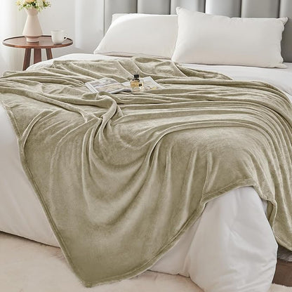 BEDELITE Fleece Blanket Twin Size Oat Linen Throw Blankets for Couch & Bed, Luxury Plush Cozy Fuzzy Blanket 60x80 inches, Super Soft Warm Lightweight Throw Blanket for Travel Camping