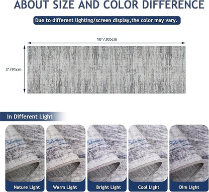 Washable Runner Rugs 3x10 Abstract Kitchen Runner Rug Non Slip Backing, Ultra-Thin Carpet Runners for Hallway 10 ft,Long Rug Runner for Entryway Living Room Bedroom Laundry Room