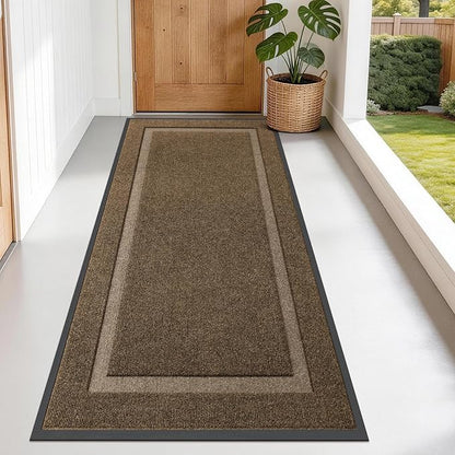 OLANLY Front Door Mat Indoor Outdoor Entrance, Waterproof All-Season, All-Weather Doormat, Sturdy Natural Rubber, Fade Resistant, Low Profile, Easy Clean Patio Porch Entryway Mat, 71x34, Brown