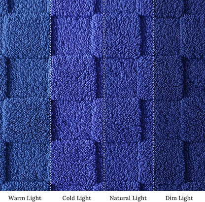 Exclusivo Mezcla Queen Size Flannel Fleece Blanket, Super Soft and Warm Lightweight Checkered Pattern Blankets for All Seasons, 90x90 Inches, Cobalt Blue