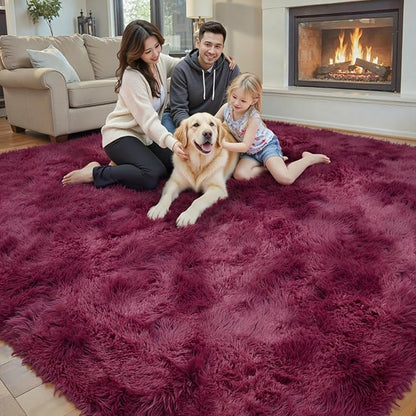 Rugs for Living Room 6x9, Alfombras para Salas Shag Large Plush Soft Area Rug, Shaggy Carpets for Bedroom, Kids Boys Girls Home Decor Aesthetic(Burgundy, 6 x 9)