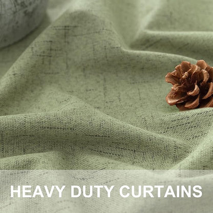 Light Sage Blackout Curtains for Bedroom Aesthetic 54 Inch Long 2 Panel Thermal Insulated Darkening Vintage Curtains for Small Window Short Length Classroom Playroom Linen Look Cottage Core Sage Green
