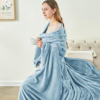 BEDELITE Fleece Blanket King Size Blankets for Bed, Luxury Plush Cozy Fuzzy Blanket 108x90 inches, Super Soft Warm Lightweight Throw Blanket All Seasons Suitable, Washed Blue