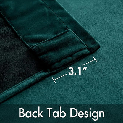 MIULEE Velvet Curtains 96 inches 2 Panels - Luxury Blackout Curtains for Bedroom Living Room Thermal Insulated Home Decor Super Soft Christmas Window Drapes Rod Pocket & Back Tab, Emerald Green