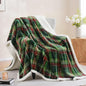 PU MEI Sherpa Fleece Throw Blanket 80" x 90" Reversible Plush Fluffy Large Big Blanket Lattice Flannel Blankets for All Season Use, Chrismas Green