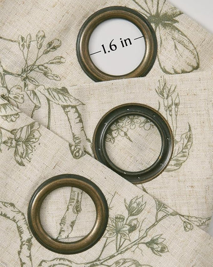 jinchan Floral Linen Curtains for Living Room 84 Inch Length Butterfly Curtain Sage Green Floral Curtains French Country Farmhouse Curtain Flower Patterned Drapes Window Treatment Set 2 Panels