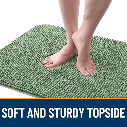 OLANLY Dog Door Mat for Muddy Paws 70x35, Absorbs Moisture and Dirt, Absorbent Non-Slip Washable Doormat, Quick Dry Chenille Mud Mat, Entry Indoor Entryway Carpet for Inside Floor, Olive Green