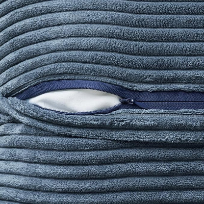 MIULEE Decorative Lumbar Throw Pillow Covers for Couch Bed Livingroom 14x24 Inch Set of 2 Blue Boho Accent Throw Pllows Broadside Striped Patchwork Soft Corduroy Summer Coastal Pillowcases