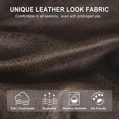 Leather Look Couch Cushion Covers Sofa Seat Slipcovers Sets Couches Furniture Protector for Sectional Armchair Loveseat Pets Kids Stretch Spandex Fabric(3 Cushion Sofa, Brown)