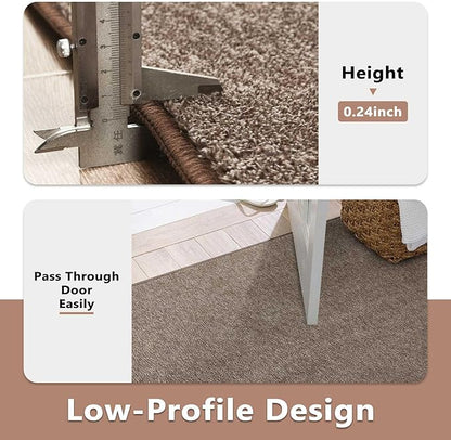 FinRèc 2x6 Washable Runner Rugs for Kitchen Hallway Bedroom, Low Pile Thin Rug Solid Color, Non-Slip Carpet Indoor for Home Decor (Brown)
