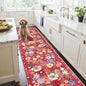 Floral Hallway Runner Carpet Non-Slip, 2x10 Washable Rug Ultra-Thin Soft for Hallways, Kitchen Mat Stain Resistant for Entryway Bathroom (2 x 10, Red Garden)