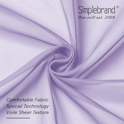 Simplebrand Lavender Sheer Curtains 84 Inches Long, Light Filtering Rod Pocket Solid Color Window Sheer Curtain Panels, Elegant Curtains & Drapes for Living Room, Bedroom 2 Panels (42" W x 84" L)