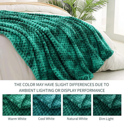 Exclusivo Mezcla Fleece Twin Blanket for Bed, Extra Large Fuzzy Tie-dye Teal Bed Blankets, Soft Cozy Plush Sofa Throws for All Seasons, 90x66 Inches
