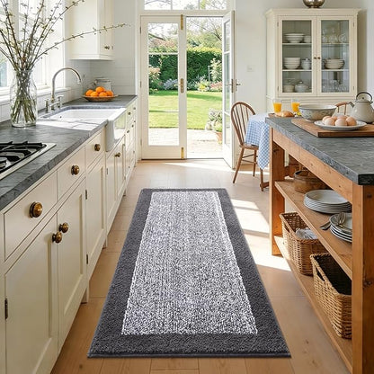 Long 2x4 Ft (48''x24'') Runner Rug for Bathroom,Non Slip Washable Large Kitchen Rugs Bath Rugs, Soft Absorbent Quick Dry Bath Mats for Shower, Hallway,Laundry, Tub(Grey)