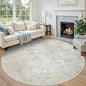 Round Rug 8ft Circle Rug Washable: Carpet Circular Area Rug for Entryway Kitchen Bedroom Dining Room Living Room Large 8 Feet Abstract College Dorm Non Slip Low Pile Beige Grey