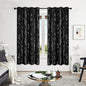 Deconovo Black Blackout Curtains, Thermal Insulated Soundproof Privacy Curtain Drapes, Branch Foil Print, 52 x 72 Inch Long, 2 Panels, Machine‑Washable Window Panel for Bedroom Living Room Office Home