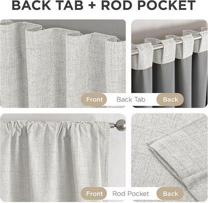 Joydeco Blackout Curtains for Bedroom - 100% Light Blocking 2 Panels Set White Drapes 37" W x 72" L, Thermal Insulated Room Darkening Curtains, Linen Textured for Living Room, Rod Pocket & Back Tabs