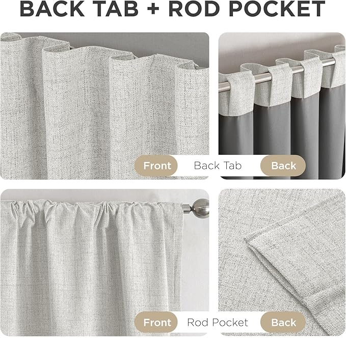 Joydeco Blackout Curtains for Bedroom - 100% Light Blocking 2 Panels Set White Drapes 42" W x 96" L, Thermal Insulated Room Darkening Curtains, Linen Textured for Living Room, Rod Pocket & Back Tabs