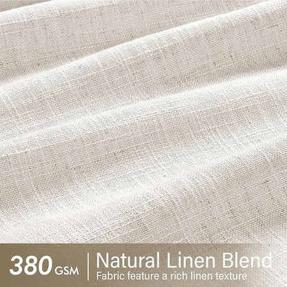MIULEE Pinch Pleated Thick Linen Curtains 86 Inches Long 2 Panels Set for Living Room Bedroom, Linen Textured Drapes Pinch Pleat Back Tab Light Filtering Natural Farmhouse Semi Sheer Window Curtains