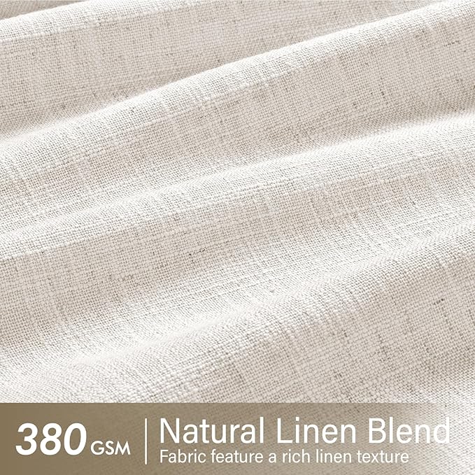 MIULEE Extra Wide 60 Inch Width Pinch Pleated Thick Linen Curtains 96 Inches Long 2 Panels for Patio Sliding Glass Door Living Room Bedroom Large Windows, Memory Trained Nautral Drapes Hooks&Rings