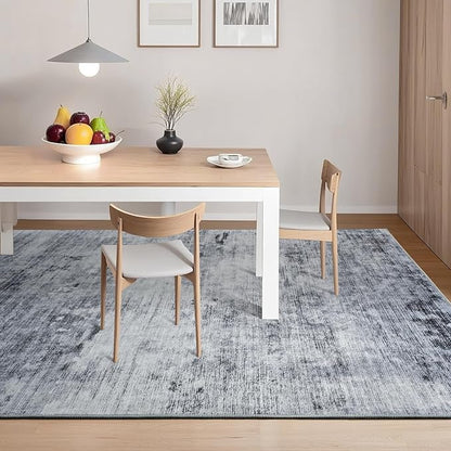 Toneed 5x7 Area Rugs for Living Room Bedroom Dining Room Washable Rug Modern Abstract Non Slip Low Pile Soft Rug Grey