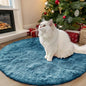 OLANLY Slate Blue Round Rugs for Bedroom - Machine Washable, 3 ft Circle Area Rugs for Living Room, Soft and Fluffy Shaggy Carpet for Teen Girl and Boys, Nursery Rooms, Dorms, Home Decor Aesthetic