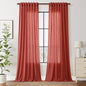 Christmas Red Linen Curtains 102 Inches Long for Living Room Light Filtering Semi Sheer Curtain Back Tab Vintage Rustic Luxury Home Decor Floor to Ceiling Neutral Drapes for Bedroom 52x102, 2 Panels