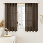 LAMIT Linen Curtains 48 Inch Length 2 Panels, Light Filtering Panels Back Tab and Rod Pocket Neutral Drapes for Kitchen/Window/Loft Room/Bedroom, 34 x 48 Inch, Dark Brown