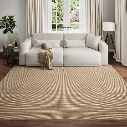 YDKGL Boho Washable Area Rugs 6x9 ft, Non Slip Area Rug for Living Room, Braided Office Rugs Bedroom Rug Woven Washable Indoor Floor Carpets for Office Dining Bedroom Living Room, Easy to Clean, Brown