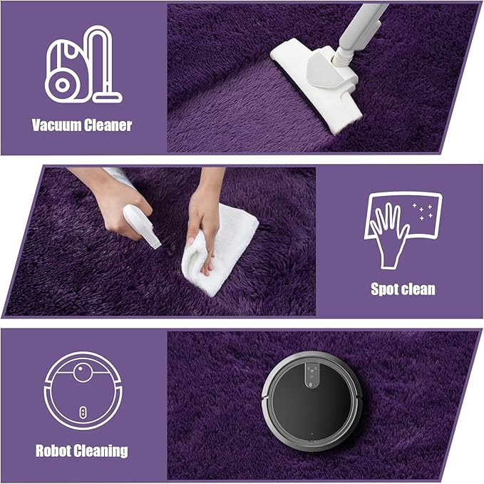 6x9 Fluffy Area Rug for Living Room,Shag Area Rugs for Bedroom,Purple Soft Fuzzy Rug Non-Shedding Indoor Plush Carpet for Kids Bedroom Nursery Dorm Home Decor