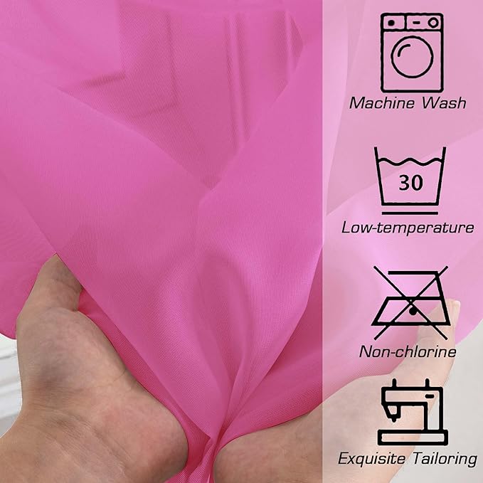Simplebrand Hot Pink Sheer Curtains 63 Inch Length 2 Panels, Rod Pocket Solid Color Window Sheer Curtain Panels, Elegant Curtains & Drapes for Living Room, Bedroom 2 Panels (Ivory, 42" W x 63" L)