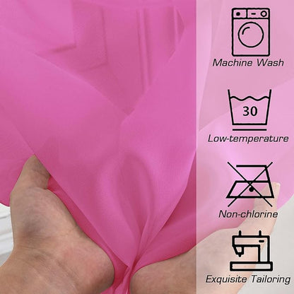 Simplebrand Hot Pink Sheer Curtains 63 Inch Length 2 Panels, Rod Pocket Solid Color Window Sheer Curtain Panels, Elegant Curtains & Drapes for Living Room, Bedroom 2 Panels (Ivory, 42" W x 63" L)
