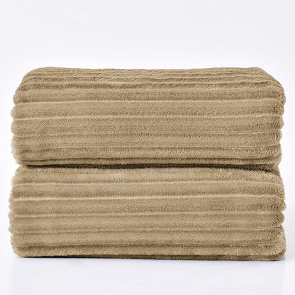 BEDELITE Fleece Blanket King Size – 3D Ribbed Jacquard Soft and Warm Decorative Fuzzy Blankets – Cozy, Fluffy, Plush Lightweight Throw Blankets for Couch, Bed, Sofa(Brown, 108x90 inches)
