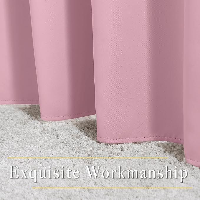 NICETOWN Crystal Pink Blackout Curtains for Living Room, Window Treatment Thermal Insulated Room Darkening Grommet Drapes Sound Dampening for Bedroom, 2 Panels, W37 x L72