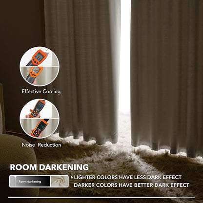 Deconovo Blackout Curtains, Thermal Insulated, W42 x L72 2 Panels, Back Tab, Machine Washable, Room-Darkening Drapes for Bedroom/Living Room Light Beige