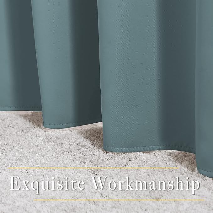 NICETOWN Room Darkening Curtains Extra Long 110 Inches, Grommet Thermal Insulated Weighted Window Treatments for Living Room/Farmhouse, W66 x L110, Greyish Blue, 2 Panels