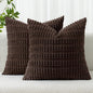 MIULEE Pack of 2 Corduroy Decorative Throw Pillow Covers 20x20 Inch Soft Boho Striped Pillow Covers Modern Farmhouse Home Decor for Sofa Living Room Couch Bed Dark Brown