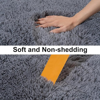 Ultra Soft Runner Rugs for Bedroom Hallways with Upgraded Non-Slip Rubber Backing & Thick Memory Sponge, 2x8 Feet Fluffy Shag Throw Area Rug for Bedside Dorm Dark Grey