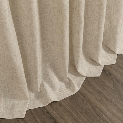 Taupe Burlywood Linen Curtains for Living Room 126 Inches Long Light Filtering Semi Sheer Curtain Back Tab Modern Farmhouse Decor Drapes Floor to Ceiling High Window for Bedroom 52x126, 2 Panels