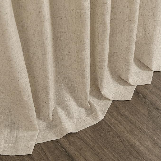 Taupe Burlywood Linen Curtains 80 Inch Length for Living Room Light Filtering Semi Sheer Curtain Back Tab Rustic Luxury Neutral Modern Farmhouse Decor Drapes for Bedroom Dinner Room 52x80, 2 Panels