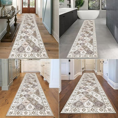 HEBE Hallway Runner Rug 2'x10' Washable Vintage Distressed Area Rugs Non Slip Laundry Rug Runner Boho Floor Carpet Runners for Hallways Entryway Laundry Room Kitchen Bathroom