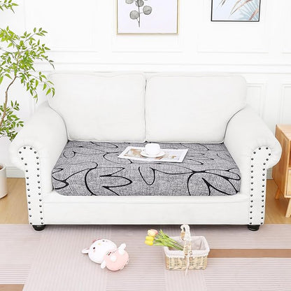 Smiry Printed Couch Cushion Covers, Stretch Soft Couch Covers for Sofa, Washable Non-Slip Sofa Slipcover Furniture Protector for Indoor and Outdoor (Medium,Grey and Black)