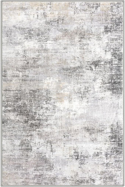 IOHOUZE Abstract Area Rugs and Runners Sets 2x3 and 2x6 Ft, Washable Entryway Rug and Runner Set, Non Slip Kitchen Rug Set, Printed Faux Wool Modern Floor Carpet for Hall Kitchen Entrance, Grey Beige