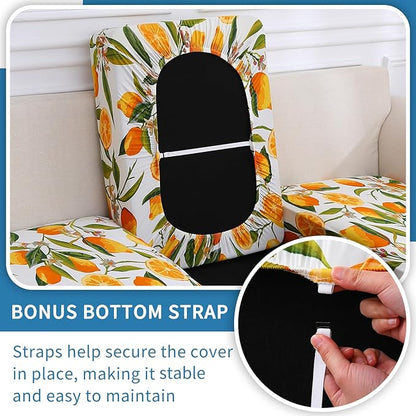 hyha Printed Couch Cushion Covers, Floral Sofa Covers Washable for 2 Cushion Couch, Stretch Pattern Outdoor Cushion Covers for Patio Furniture with Elastic Bottom(2 Packs, Lemon)