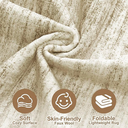 Nakagishi 8X10 Area Rugs Living Room: Washable Large Vintage Rug Neutral Non-Slip Soft Stain Resistant Indoor Carpet for Bedroom Nursery Dining Room Office Playroom - Brown-01