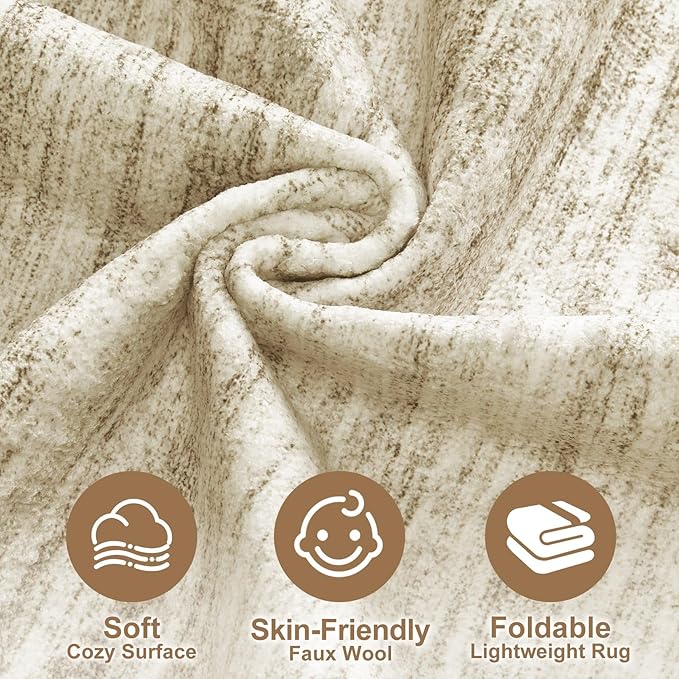 Nakagishi 6X9 Area Rugs Living Room: Washable Large Vintage Rug Neutral Non-Slip Soft Stain Resistant Indoor Carpet for Bedroom Nursery Dining Room Office Playroom - Brown-01